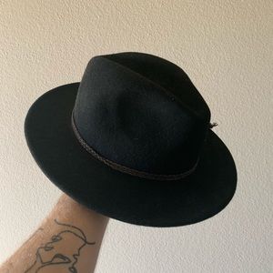 Wool flat brim hat
